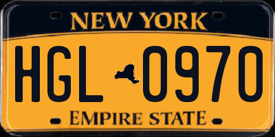 NY license plate HGL0970