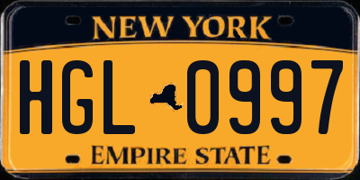 NY license plate HGL0997