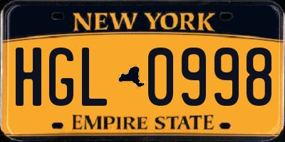 NY license plate HGL0998