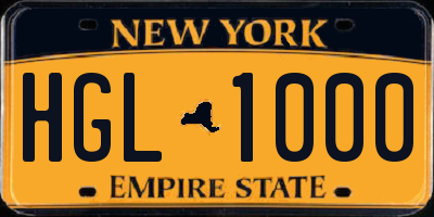 NY license plate HGL1000