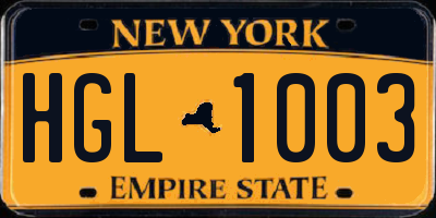 NY license plate HGL1003