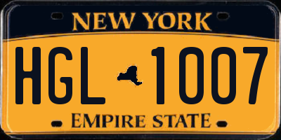 NY license plate HGL1007