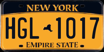 NY license plate HGL1017