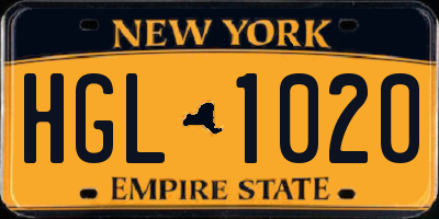 NY license plate HGL1020
