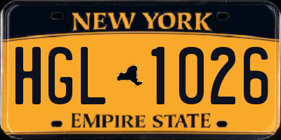NY license plate HGL1026
