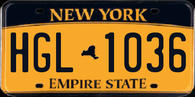 NY license plate HGL1036
