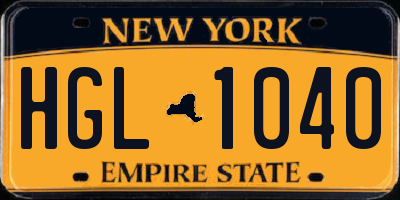 NY license plate HGL1040