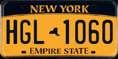 NY license plate HGL1060