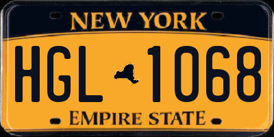 NY license plate HGL1068