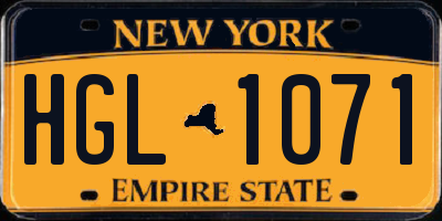 NY license plate HGL1071