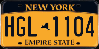 NY license plate HGL1104