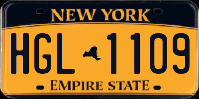 NY license plate HGL1109