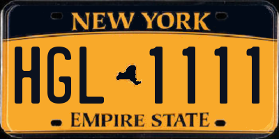 NY license plate HGL1111