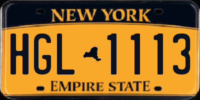NY license plate HGL1113