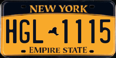 NY license plate HGL1115