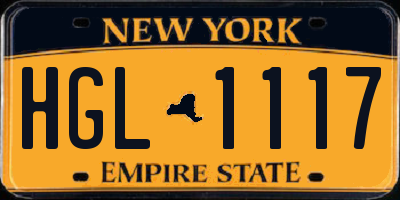 NY license plate HGL1117