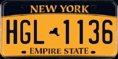NY license plate HGL1136
