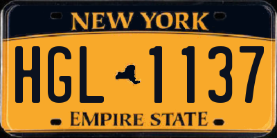 NY license plate HGL1137