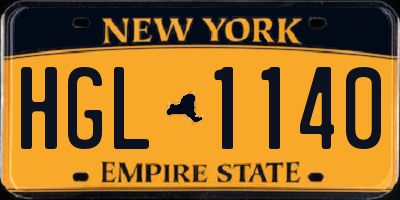 NY license plate HGL1140