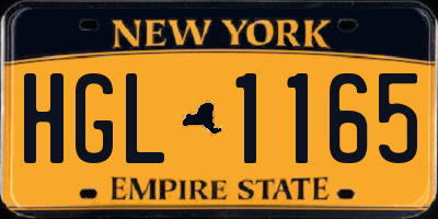 NY license plate HGL1165