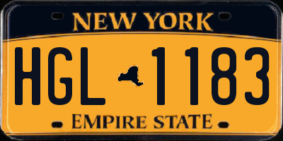 NY license plate HGL1183