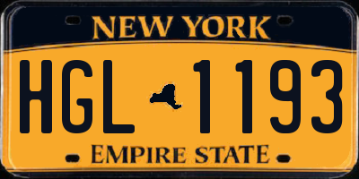 NY license plate HGL1193