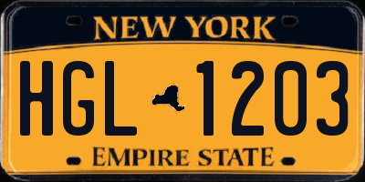 NY license plate HGL1203