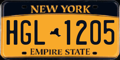 NY license plate HGL1205