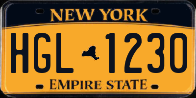 NY license plate HGL1230