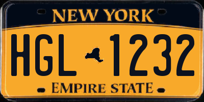 NY license plate HGL1232