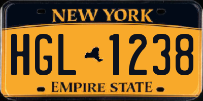 NY license plate HGL1238