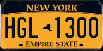 NY license plate HGL1300