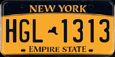 NY license plate HGL1313