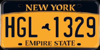 NY license plate HGL1329
