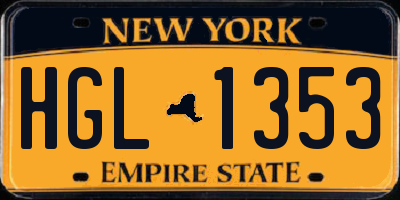 NY license plate HGL1353
