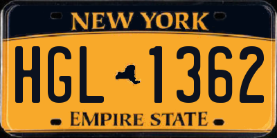NY license plate HGL1362