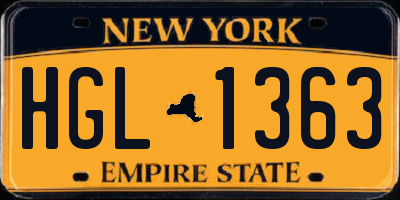 NY license plate HGL1363