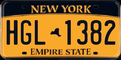 NY license plate HGL1382