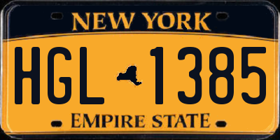 NY license plate HGL1385