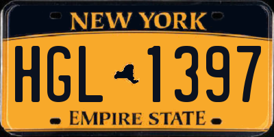 NY license plate HGL1397