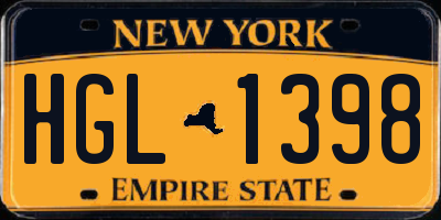 NY license plate HGL1398