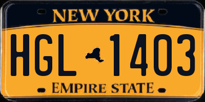 NY license plate HGL1403