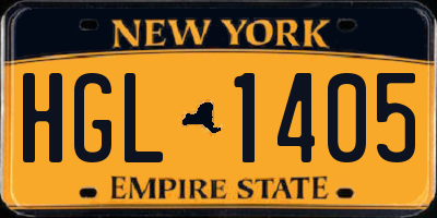 NY license plate HGL1405