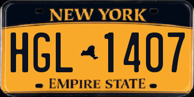 NY license plate HGL1407