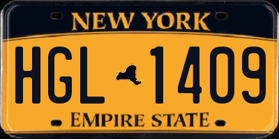 NY license plate HGL1409