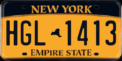 NY license plate HGL1413