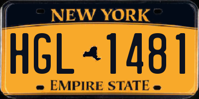 NY license plate HGL1481