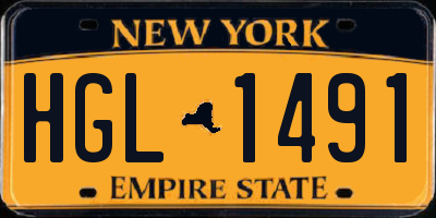 NY license plate HGL1491
