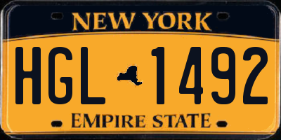 NY license plate HGL1492