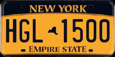 NY license plate HGL1500